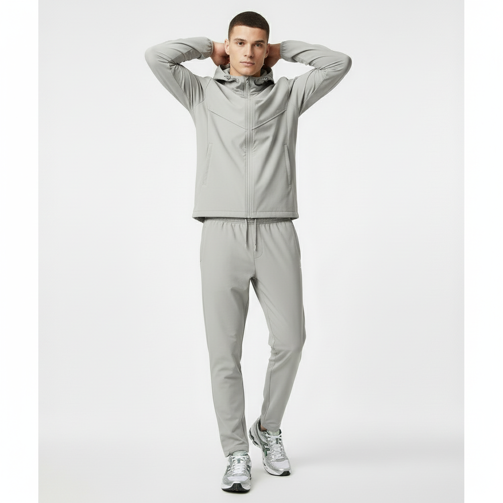 Model with hands behind head - lifestyle pose