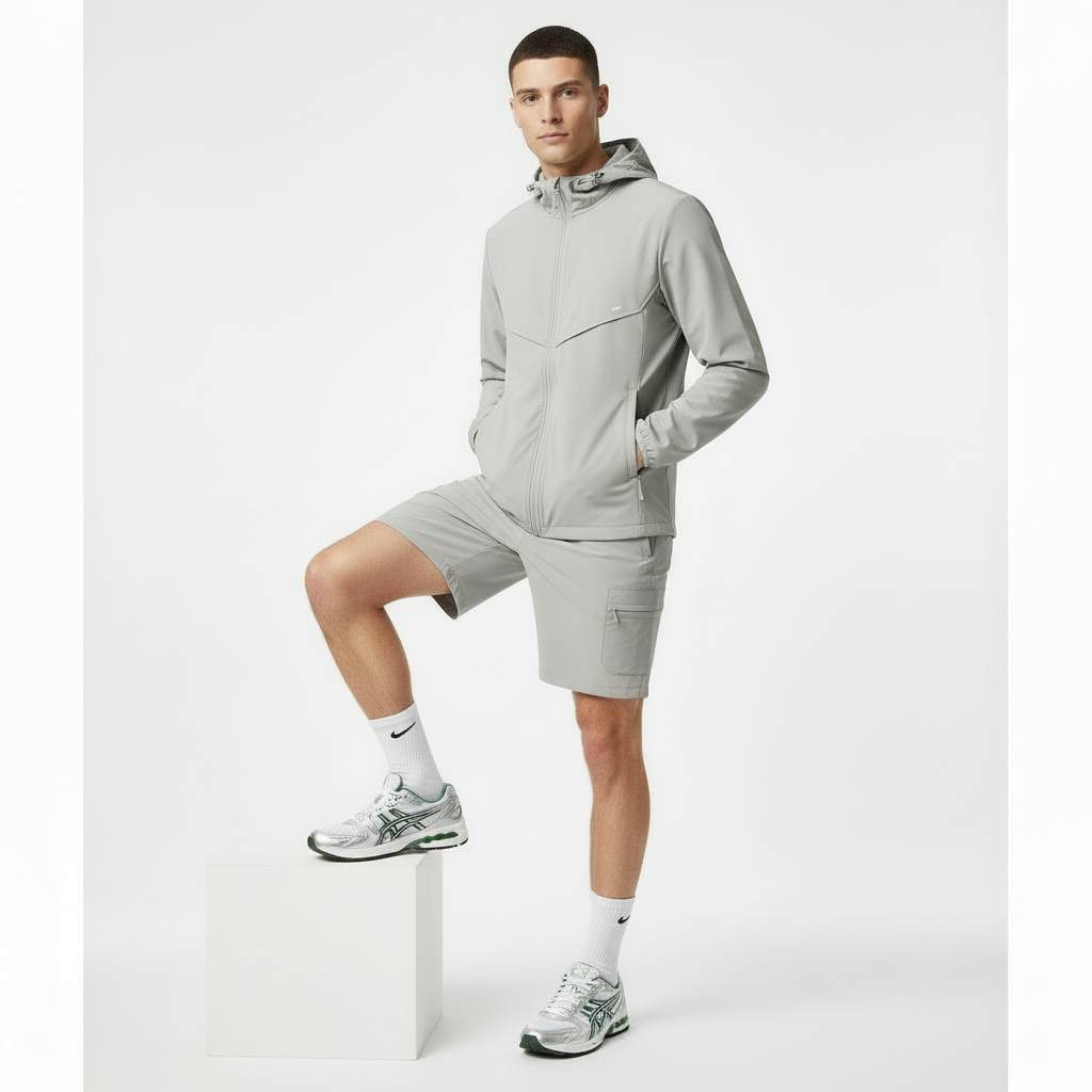 Model with low Nike socks - foot propped up