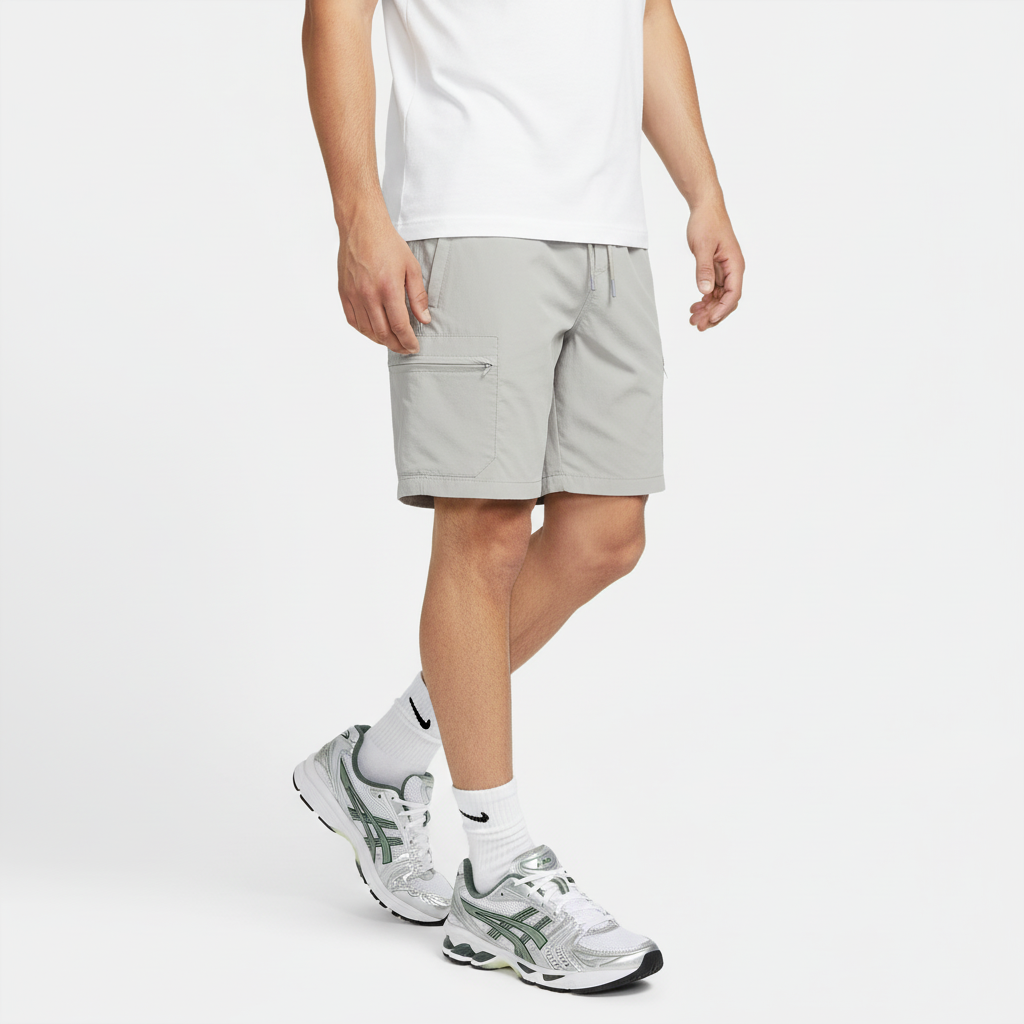 Cargo shorts walking pose